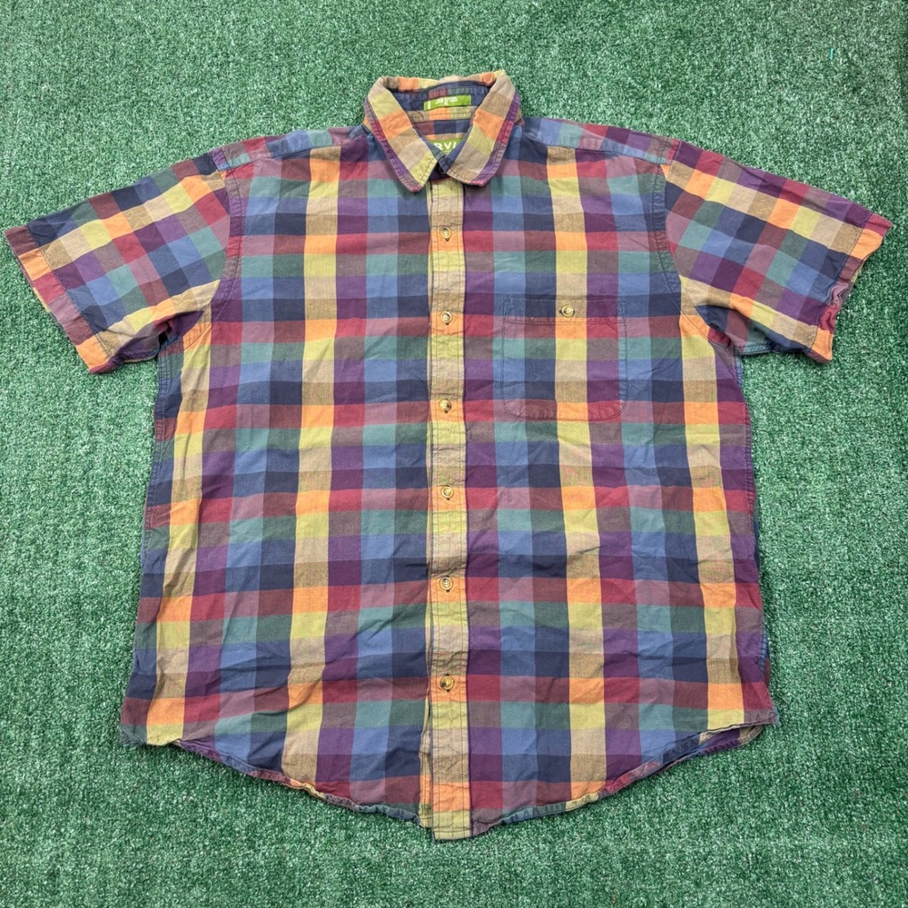 Vintage Orvis Plaid Short Sleeve T-shirt Button Down